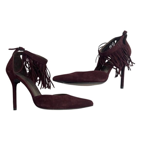 Stuart Weitzman brown suede fringe heels size 7 - Picture 2 of 7